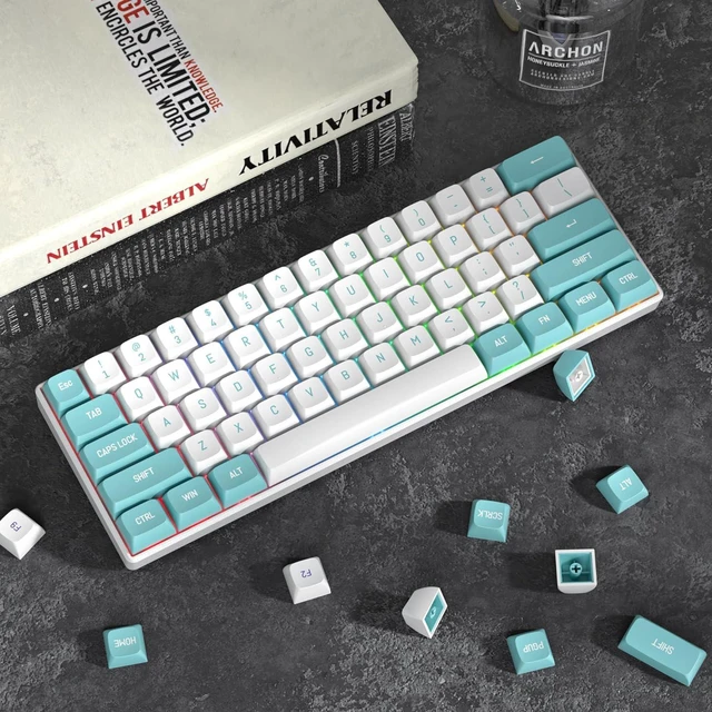 Alt view image 4 of 7 - 118 Keys PBT Double-Shot CSA Profile Keycaps Set for 60% 80% Cherry MX Gateron Kailh Switches Mechanical Gaming Keyboards (Cyan White)