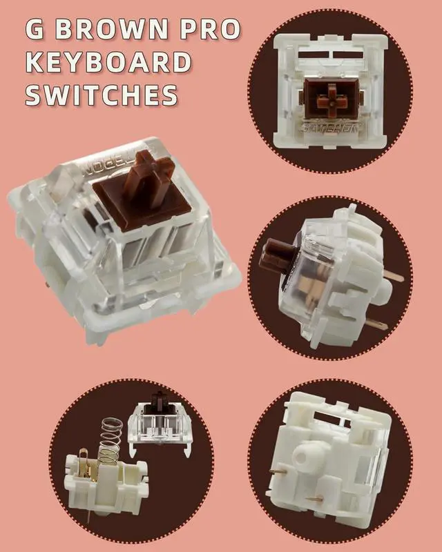 Alt view image 3 of 6 - Gateron G Brown Pro Pre-lubed Linear Switches for Mechanical Gaming Keyboards Switches 3 Pins (105PCS)