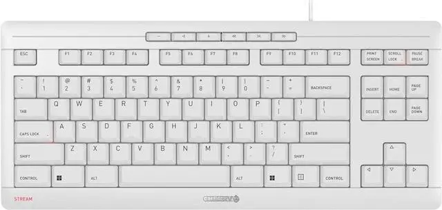 Main image of Cherry Stream Keyboard TKL Wired USB Keyboard TenKeyLess Compact Version Without Number Pad. Super Silent Keystroke. Ideal for Office and Industrial Use. White