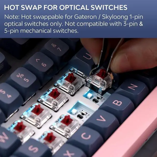 Alt view image 4 of 7 - EPOMAKER SKYLOONG GK75 Lite Gasket-Like Mount Wired Hot Swappable Programmable Keyboard with A Rotary Knob, Win/Mac Compatible (Gateron Optical Yellow)