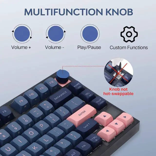 Alt view image 5 of 7 - EPOMAKER SKYLOONG GK75 Lite Gasket-Like Mount Wired Hot Swappable Programmable Keyboard with A Rotary Knob, Win/Mac Compatible (Gateron Optical Yellow)