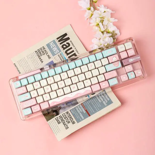 Alt view image 2 of 6 - KiiBoom Ice Cream Dream MOA Profile Keycaps Set, 136 Keys PBT Custom Keycaps for ANSI Layout, MX Switches Gaming Mechanical Keyboard