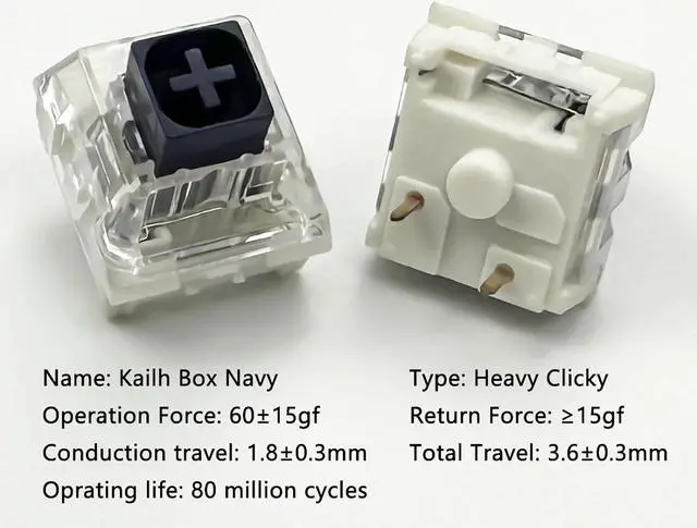 Alt view image 2 of 5 - Zjmehty Kailh Box Navy Switches for Mechanical Gaming Keyboard,3-Pin 60gf Clicky/Factory Lubed/IP56 Dust&Waterproof Switches(Kailh Box Navy,90Pcs)