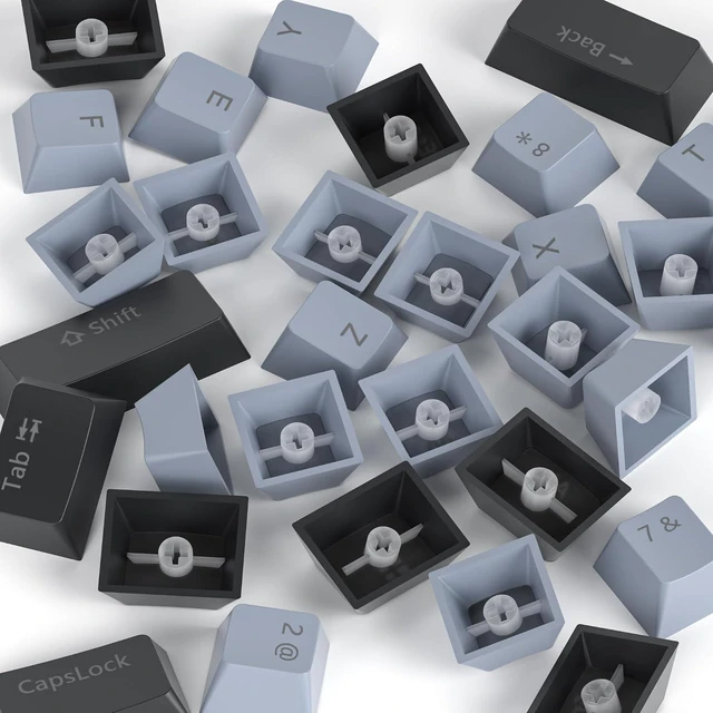 Alt view image 4 of 6 - Guffercty kred 61-Keys PBT 60% Keycaps 60 Percent Shine-Through OEM Profile Keycaps Backlit US Layout for 60 Percent Keyboard (61 Grey Black)