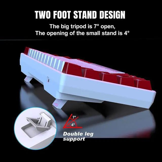Alt view image 6 of 7 - Snpurdiri Wired 60% Mechanical Gaming Keyboard, White LED Backlit Ultra-Compact Mini Office Keyboard for Windows Laptop PC Mac (Red-White, Red Switches)