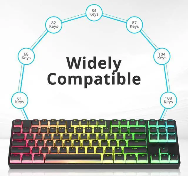 Alt view image 3 of 6 - surmen Pudding Keycaps Double Shot PBT Keycaps XDA Profile Translucent Layer Replacement for Full Size, TKL, 75%, 60% Layouts(Black)