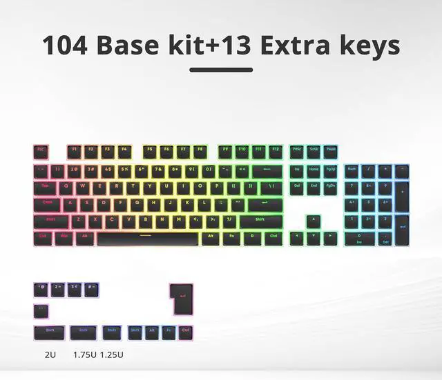 Alt view image 4 of 6 - surmen Pudding Keycaps Double Shot PBT Keycaps XDA Profile Translucent Layer Replacement for Full Size, TKL, 75%, 60% Layouts(Black)