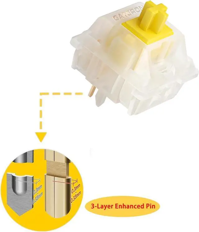 Alt view image 2 of 6 - kutethy Gateron Milky Yellow Pro V2 Switches Pre Lubricated Linear 5 Pin for All MX Mechanical Keyboards (Pack of 108)