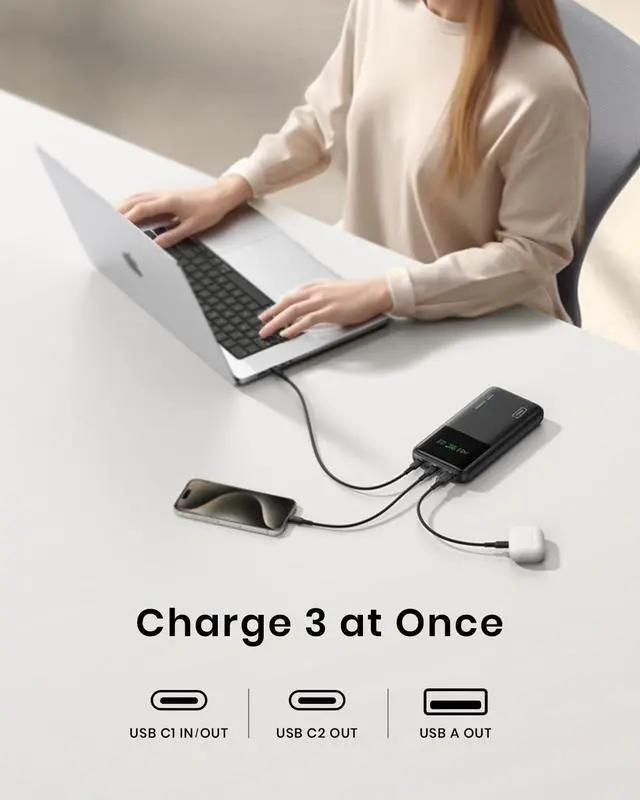 Alt view image 5 of 7 - 140W Power Bank, 27000mAh High Capacity Laptop Portable Charger, USB C in&Out Tablet Powerbank, Smart Digital Display Phone Charger Compatible with iPhone 15, , iPad, MacBook, Laptop etc.