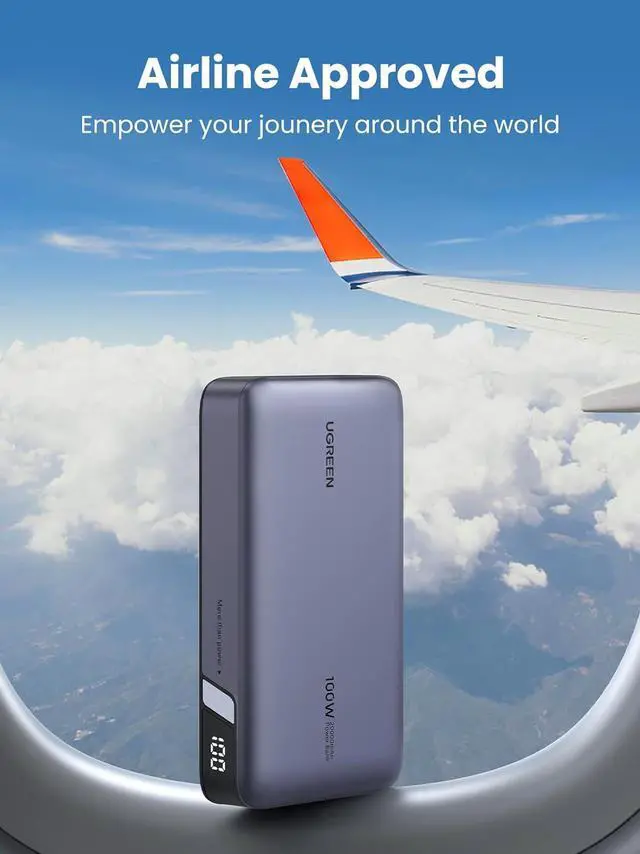 Alt view image 7 of 7 - 20000mAh 100W Power Bank Nexode Portable Charger USB C 3-Port PD Fast Charging Battery Pack Digital Display for MacBook iPad iPhone 16 Galaxy S24 Ultra Steam Deck  XPS and More