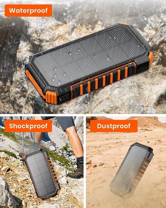 Alt view image 5 of 7 - Solar Power Bank 26800mAh - Wireless Portable Charger with USB C Input/Output Fast Charge - 3.0A Solar Charger External Battery with Flashlight for Phone Tablet and Camping Outdoors