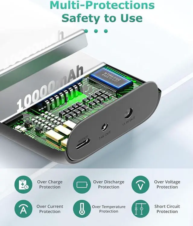 Alt view image 4 of 6 - Venustas 7.4V/12V Battery Pack for Heated Vests, Heated Jackets and Heated Hoodies, 20000mAh@3.7V(74wh) Power Bank