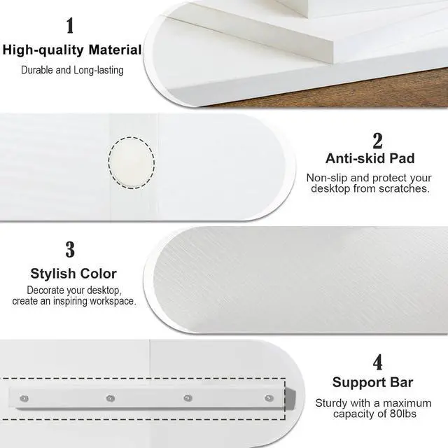 Alt view image 5 of 7 - TEAMIX Wooden Monitor Stand Riser-2 Tier White Laptop Stand for Desk, Monitor Riser for TV/Printer/Keyboard, Computer Stand with Storage Home Office Desk Shelf Organization