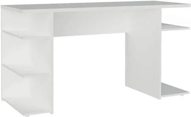 Alt view image 7 of 7 - Madesa Gaming Computer Desk with 5 Shelves, Cable Management and Large Monitor Stand, Wood, 24" D x 53" W x 29" H - White