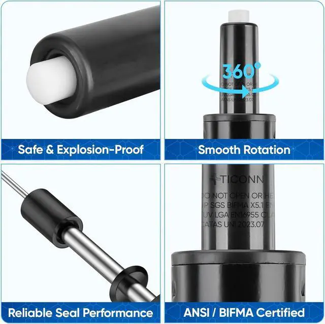 Alt view image 3 of 7 - Office Chair Cylinder Replacement, 650 Lbs Weight Capacity Heavy Duty Universal Fit Gas Lift Piston with Removal Tool, ANSI Certified (4-3/4" (120mm))