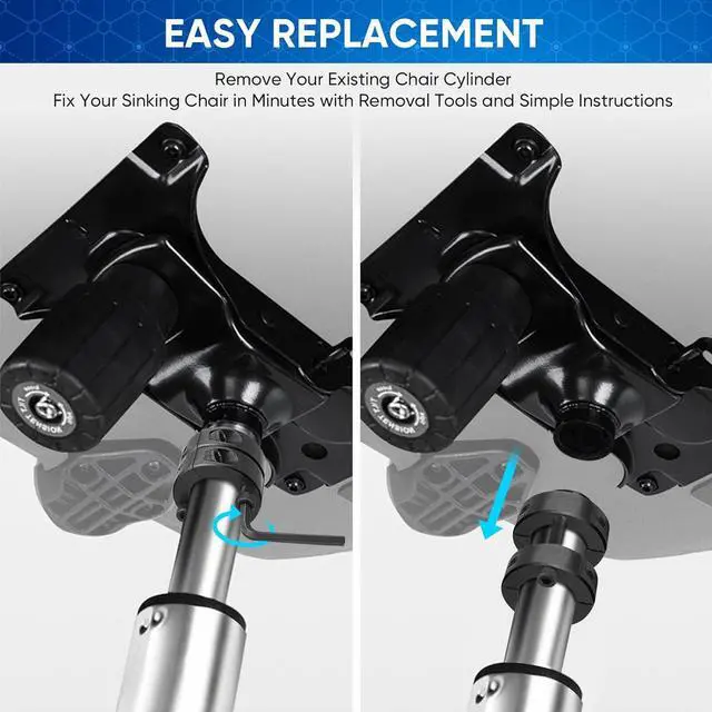 Alt view image 6 of 7 - Office Chair Cylinder Replacement, 650 Lbs Weight Capacity Heavy Duty Universal Fit Gas Lift Piston with Removal Tool, ANSI Certified (4-3/4" (120mm))