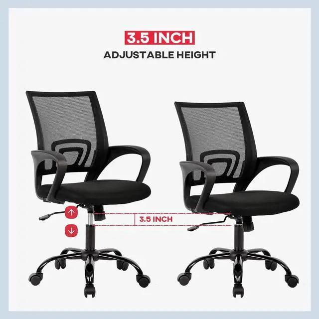 Alt view image 4 of 7 - Office Chair Ergonomic Cheap Desk Chair Mesh Computer Chair Lumbar Support Modern Executive Adjustable Stool Rolling Swivel Chair for Back Pain (Black)