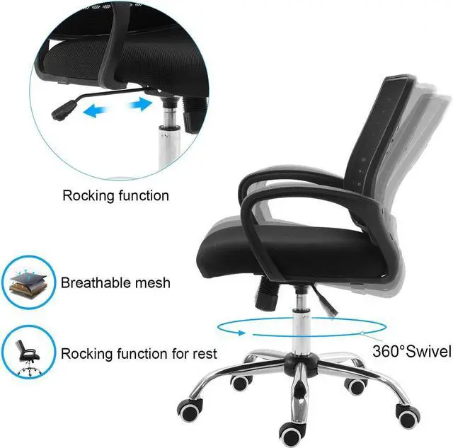 Alt view image 7 of 7 - Office Chair Ergonomic Cheap Desk Chair Mesh Computer Chair Lumbar Support Modern Executive Adjustable Stool Rolling Swivel Chair for Back Pain (Black)