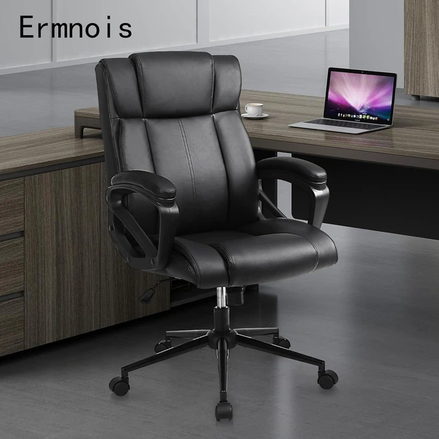 Alt view image 2 of 7 - Black PU Leather Ergonomic Executive Office Chair, Set of 1