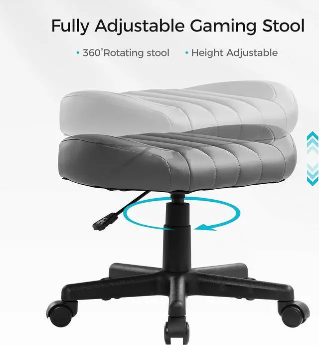 Alt view image 5 of 7 - EUREKA ERGONOMIC Height Adjustable Foot Stool,19x18'' Large Seat Under Desk Footrest,Swivel Rolling Chair W Sturdy Wheels,Ottoman Stool Simple Meeting Chair for Home Office,Grey