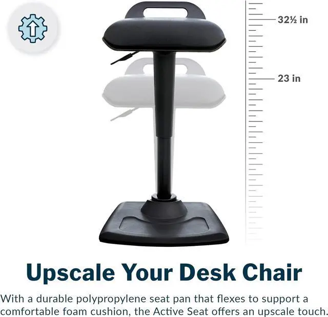 Alt view image 4 of 7 - Vari Active Seat - Adjustable Ergonomic Standing Desk Chair for Adults - Portable Home Office Furniture, Comfortable Wobble Stool with Dynamic Range of Motion - Fully Assembled