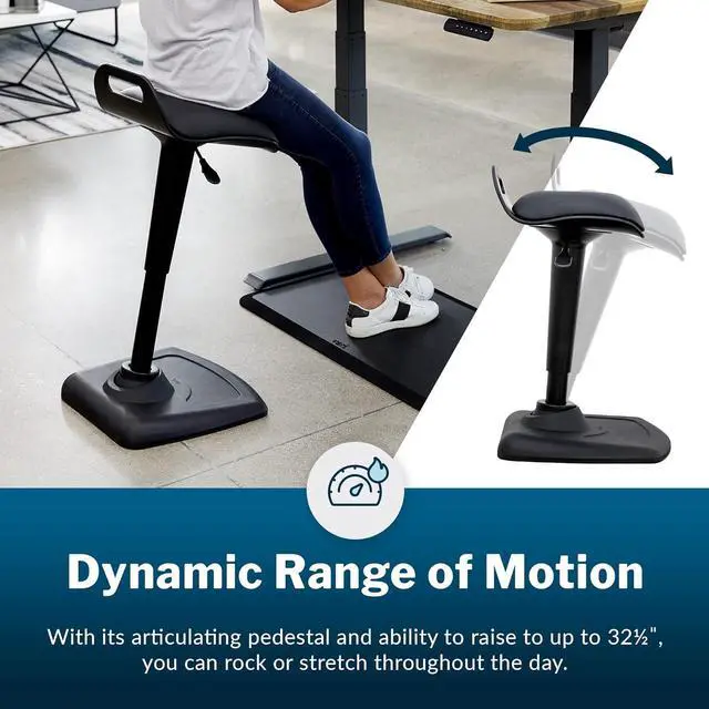 Alt view image 6 of 7 - Vari Active Seat - Adjustable Ergonomic Standing Desk Chair for Adults - Portable Home Office Furniture, Comfortable Wobble Stool with Dynamic Range of Motion - Fully Assembled