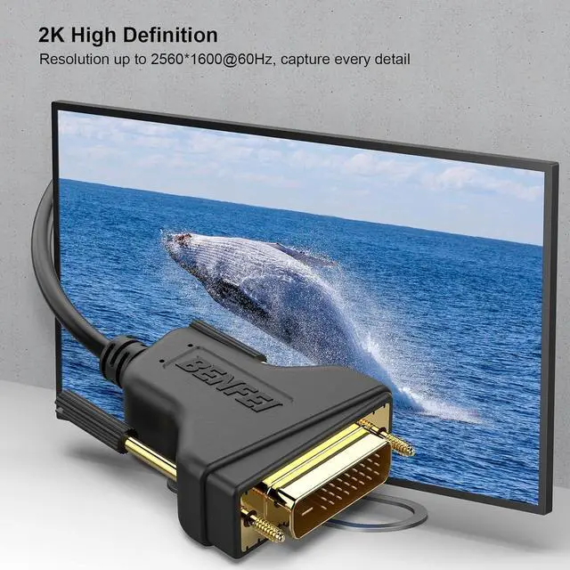 Alt view image 2 of 7 - BENFEI DVI to DVI 10 Feet Cable 2K@60Hz Dual Link, DVI-D to DVI-D Cable