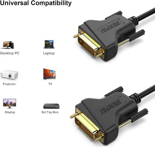 Alt view image 3 of 7 - BENFEI DVI to DVI 10 Feet Cable 2K@60Hz Dual Link, DVI-D to DVI-D Cable