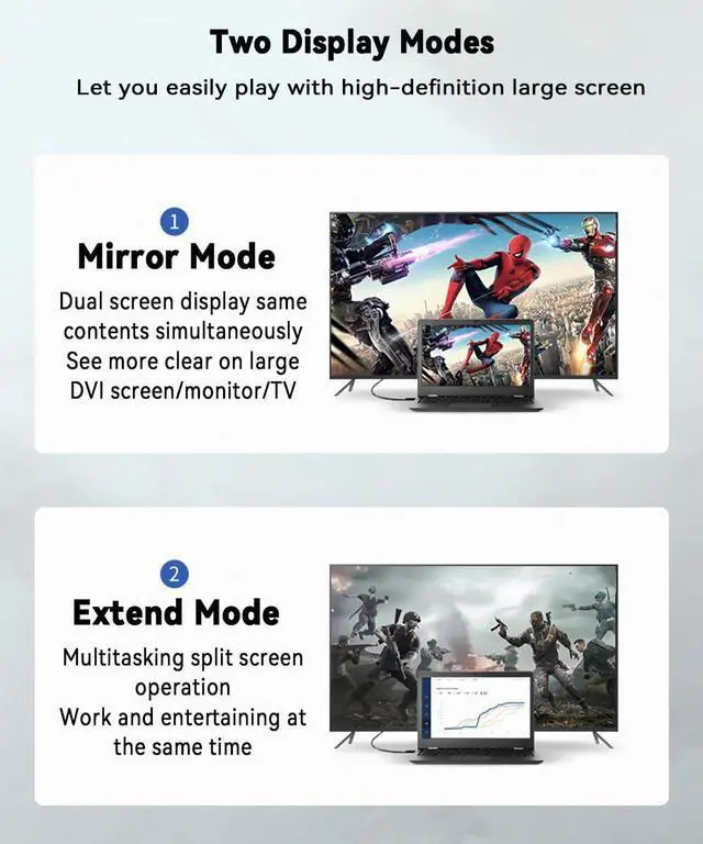 Alt view image 6 of 7 - USB C to DVI Cable 6 Feet, 4K Type-C to DVI Adapter Cord Thunderbolt 3/4 Compatible for iPhone 16 15 Pro/Max, MacBook Pro/Air, iPad Pro, iMac, S23, XPS 17, Surface Book 3 and More