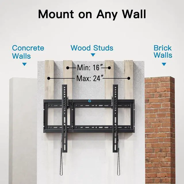 Alt view image 3 of 7 - Tilt TV Wall Mount Bracket Low Profile for Most 37-75 Inch LED LCD OLED Plasma Flat Curved TVs Large Tilting Mount Fits 16-24 Wood Studs Max VESA 600x400mm Holds up to 132lbs