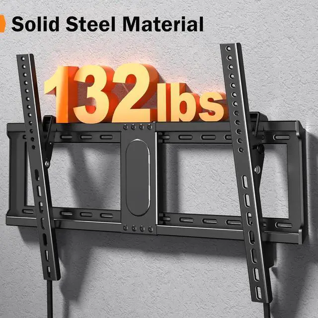 Alt view image 4 of 7 - Tilting TV Wall Mount for Most 37-82 inch Flat/Curved TV, Universal Low Profile Bracket, Fits 24/18/16 Studs, Max VESA 600x400mm Holds up to 132lbs MT5083