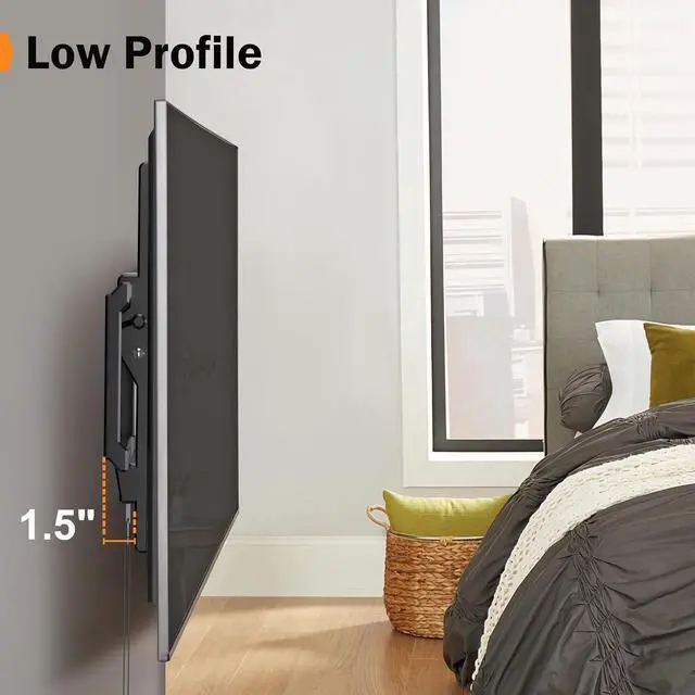 Alt view image 6 of 7 - Tilting TV Wall Mount for Most 37-82 inch Flat/Curved TV, Universal Low Profile Bracket, Fits 24/18/16 Studs, Max VESA 600x400mm Holds up to 132lbs MT5083