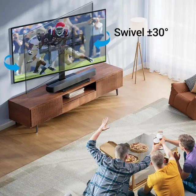 Alt view image 2 of 7 - Universal Swivel TV Stand Base Table Top TV Stand for 37-75 inch LCD LED TVs Height Adjustable TV Mount Stand with Tempered Glass Base VESA 600x400mm Holds up to 99lbs PSTVS13