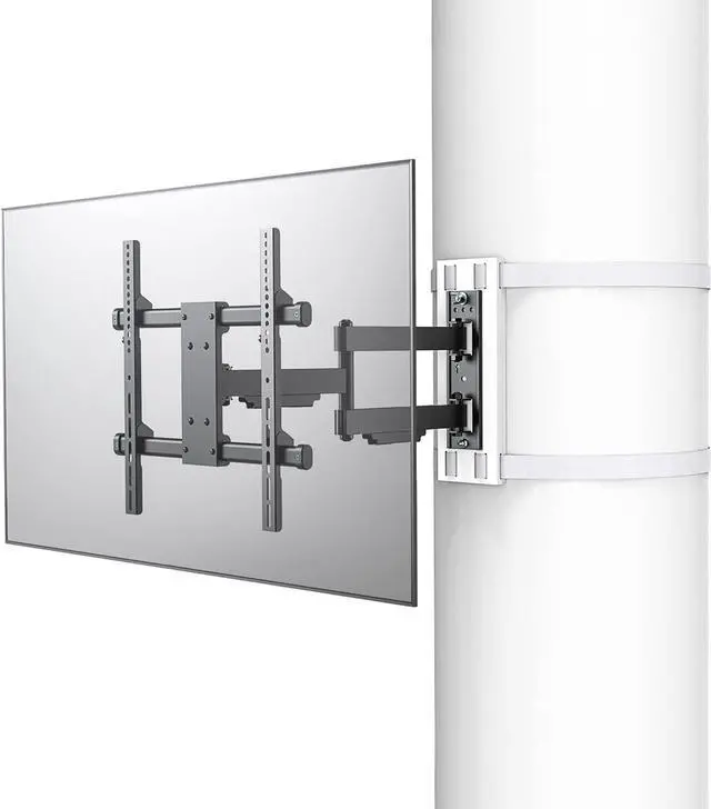 Main image of CondoMounts CLMTVA1044 Full Motion Large Pillar TV Mount | Column | Round & Square TV Post Mount | NO Drill | Holds 80lbs | Fits 32-in. to 70-in. TVs | Fits Pillars 8-in & Wider | White Strap