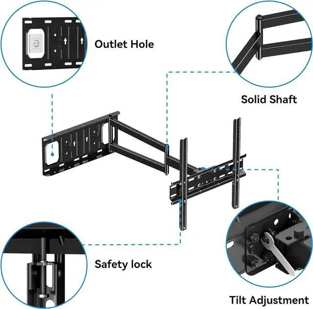Alt view image 6 of 7 - FORGING MOUNT Long Arm TV Wall Mount for Most 26-65 Inch Flat Curved TVs, 25.6inch Full Motion Extension Articulating Arms, Swivel, Tilt TV Bracket Corner TV Mount Fits Max VESA 400x400mm up to 77lbs