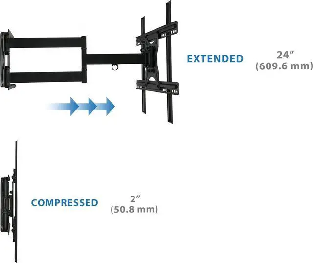 Alt view image 6 of 7 - Mount-It! Full Motion Articulating TV Wall Mount Bracket for 32-70 Plasma, LED, LCD Flat Screens up to 100 Pounds and 600x400 VESA, Tilt, Swivel, Extend, Compress