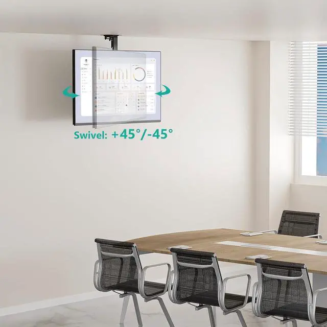Alt view image 3 of 7 - WALI Folding Ceiling TV Mount, Swivel and Flip Down TV Bracket for 13-27 inch Flat Screens, Height Adjustable TVs Mounts Saving Space, Max Mounting Holes 100x100mm(FCM101), Black