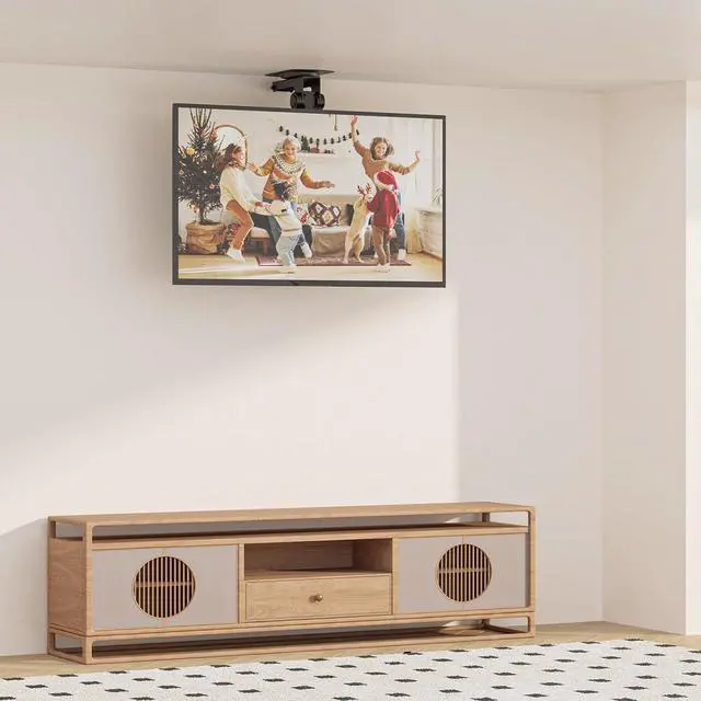Alt view image 6 of 7 - WALI Folding Ceiling TV Mount, Swivel and Flip Down TV Bracket for 13-27 inch Flat Screens, Height Adjustable TVs Mounts Saving Space, Max Mounting Holes 100x100mm(FCM101), Black