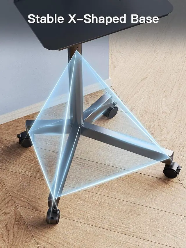 Alt view image 4 of 7 - Mobile TV Cart with Wheels for 23-60 Inch LCD LED OLED Flat Curved Screen Outdoor TVs Height Adjustable Shelf Floor Stand Holds up to 55lbs Monitor TV Holder with Tray Max VESA 400x400mm