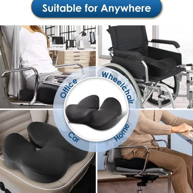 Alt view image 7 of 7 - Memory Foam Seat Cushion for Office Chair Pressure Relief Sciatica & Tailbone Pain Relief Memory Foam Coccyx Cushion for Long Sitting, for Home Chair, Gaming and Car Seat Cushion