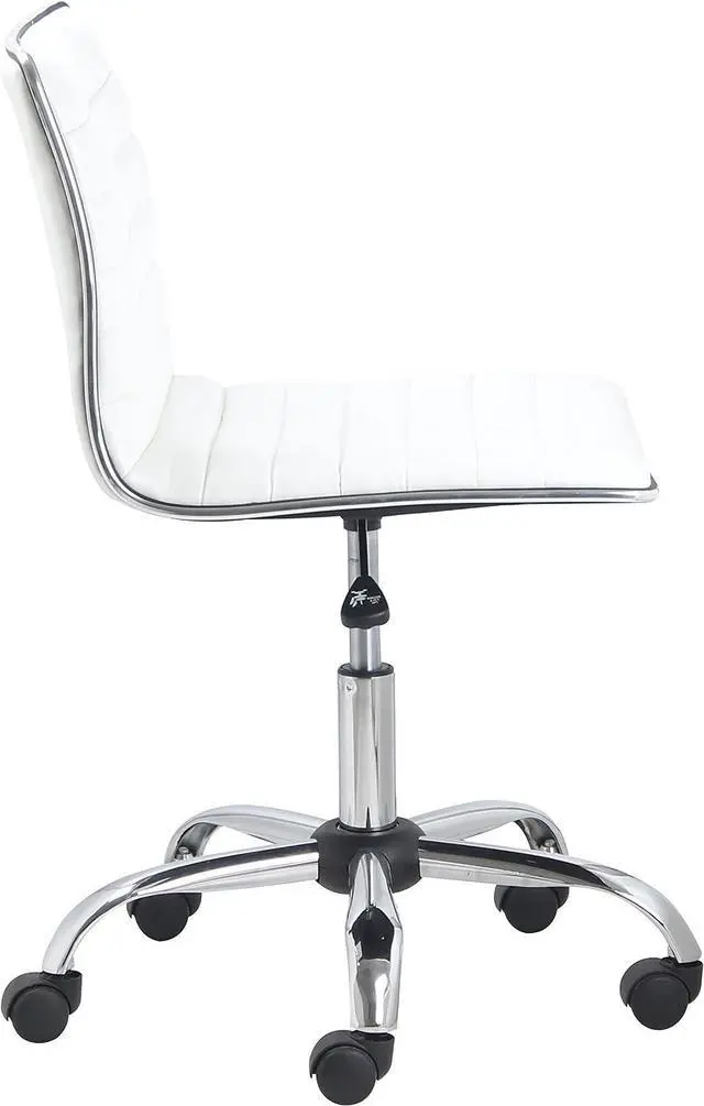 Alt view image 5 of 7 - BTEXPERT BTExpert Swivel Mid Back Armless Ribbed Designer Task Chair Leather Soft Upholstery Office Chair - White