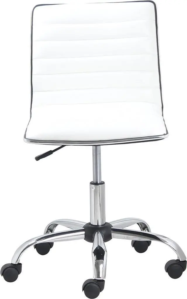Alt view image 6 of 7 - BTEXPERT BTExpert Swivel Mid Back Armless Ribbed Designer Task Chair Leather Soft Upholstery Office Chair - White