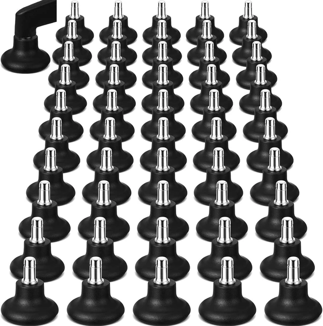 Main image of 50 Pcs Low Profile Bell Glides Replacement Chair Feet Wheel Stoppers to Fixed Stationary Casters for Office Chairs, Stools & Swivel Casters