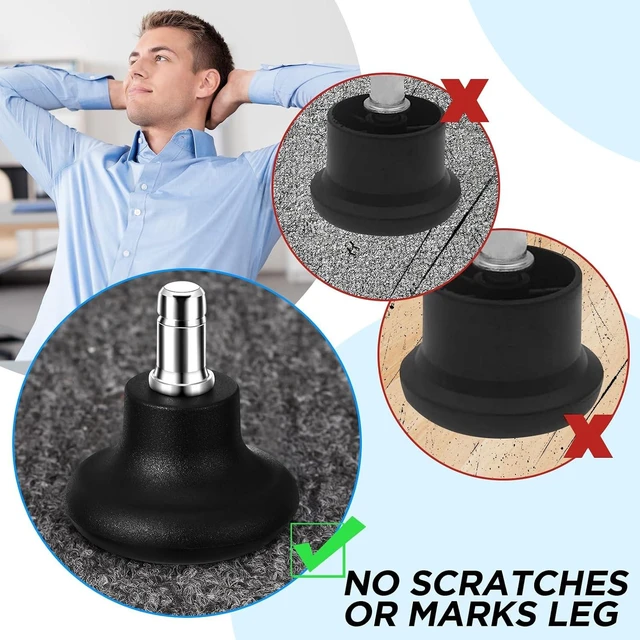 Alt view image 5 of 6 - 50 Pcs Low Profile Bell Glides Replacement Chair Feet Wheel Stoppers to Fixed Stationary Casters for Office Chairs, Stools & Swivel Casters