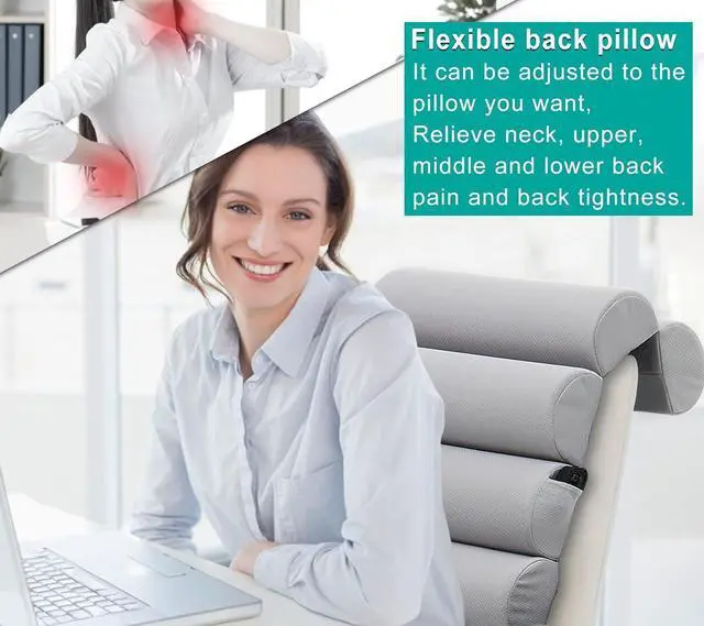 Alt view image 2 of 7 - Ergonomic Lumbar Support Pillow for High Back Office Chair - Adjustable 6 Semicircular Back Cushion with Breathable Mesh Cover,Spine Support for Desk/Gaming Chairs, Neck/Upper/Lower Back Pain Relief