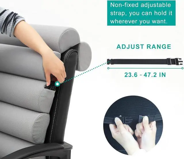 Alt view image 6 of 7 - Ergonomic Lumbar Support Pillow for High Back Office Chair - Adjustable 6 Semicircular Back Cushion with Breathable Mesh Cover,Spine Support for Desk/Gaming Chairs, Neck/Upper/Lower Back Pain Relief