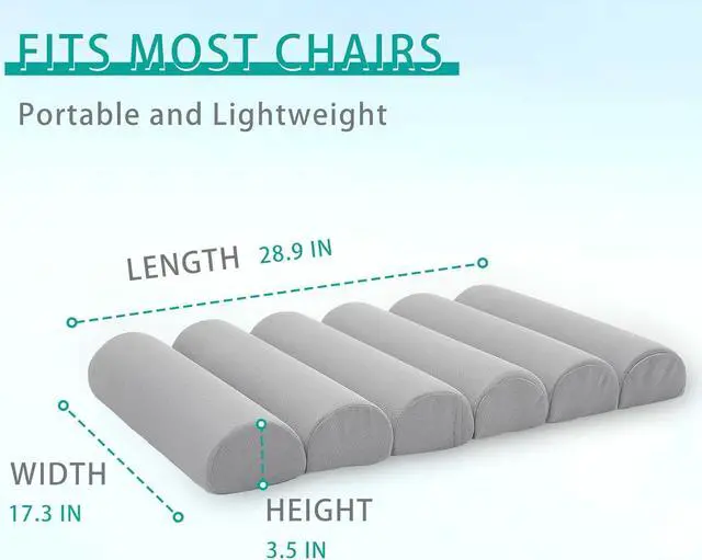 Alt view image 7 of 7 - Ergonomic Lumbar Support Pillow for High Back Office Chair - Adjustable 6 Semicircular Back Cushion with Breathable Mesh Cover,Spine Support for Desk/Gaming Chairs, Neck/Upper/Lower Back Pain Relief