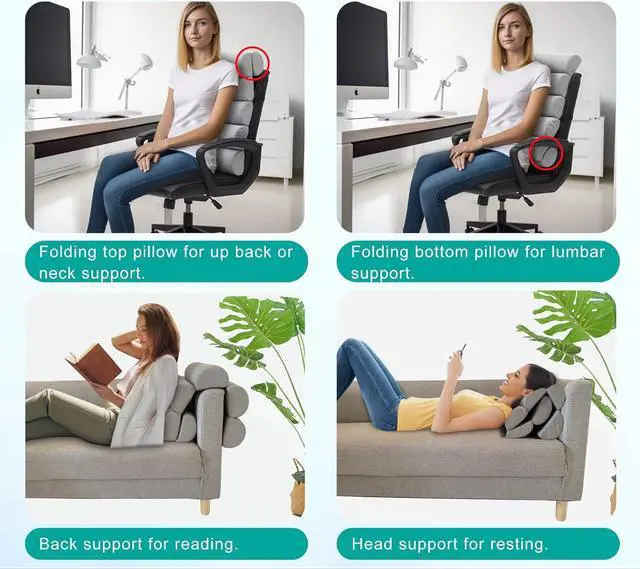 Alt view image 5 of 7 - Ergonomic Lumbar Support Pillow for High Back Office Chair - Adjustable 6 Semicircular Back Cushion with Breathable Mesh Cover,Spine Support for Desk/Gaming Chairs, Neck/Upper/Lower Back Pain Relief