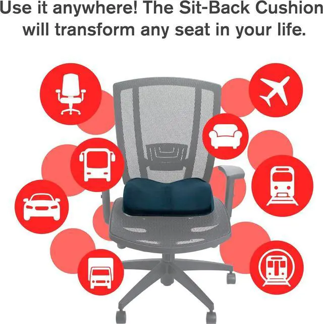 Alt view image 5 of 7 - Sit-Back Cushion  Seat Cushion and Posture Support, Contoured Ergonomic Design for Soothing Relief, Memory Foam Lumbar Support Pillow for Office Chairs and More