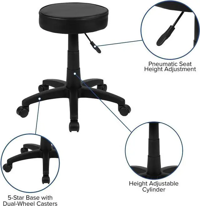 Alt view image 4 of 7 - Flash Furniture Adjustable Ergonomic Stool, Black | Ergonomic Molded Seat